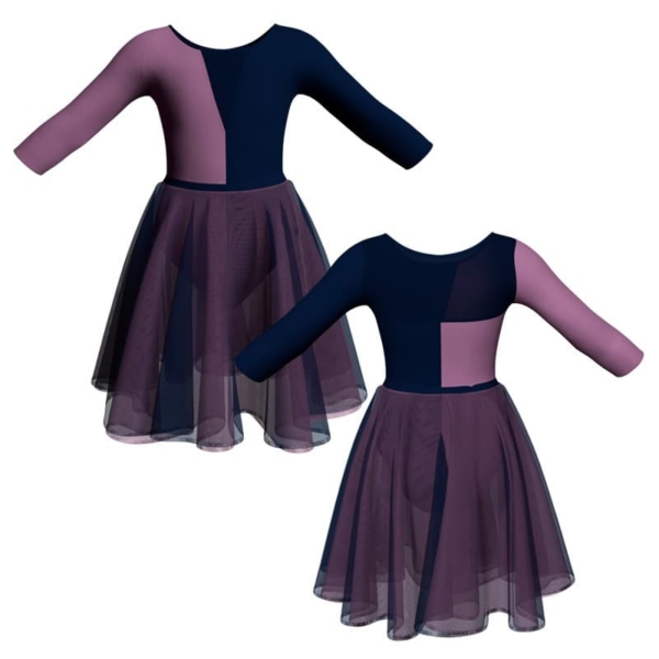 costume danza bicolor maniche 3 4 con inserto veh1161