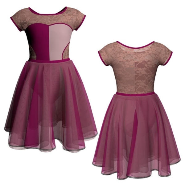 costume danza bicolor maniche aletta con inserto veh1001