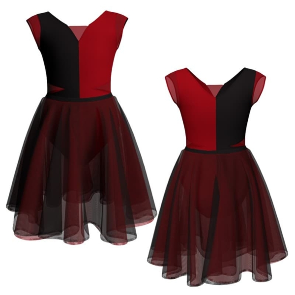 costume danza bicolor maniche aletta con inserto veh115ss