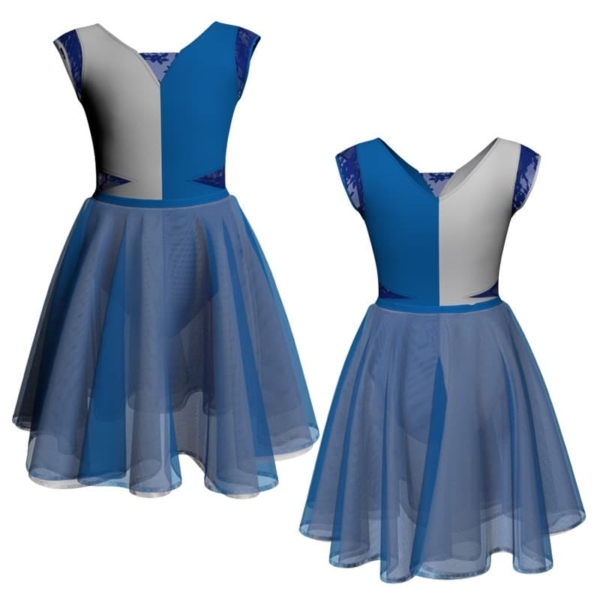 costume danza bicolor maniche aletta con inserto veh115ss1