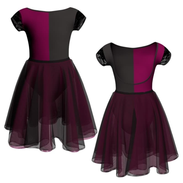 costume danza bicolor maniche aletta con inserto veh3005t1