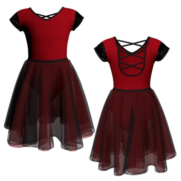 costume danza bicolor maniche aletta con inserto veh3008t1