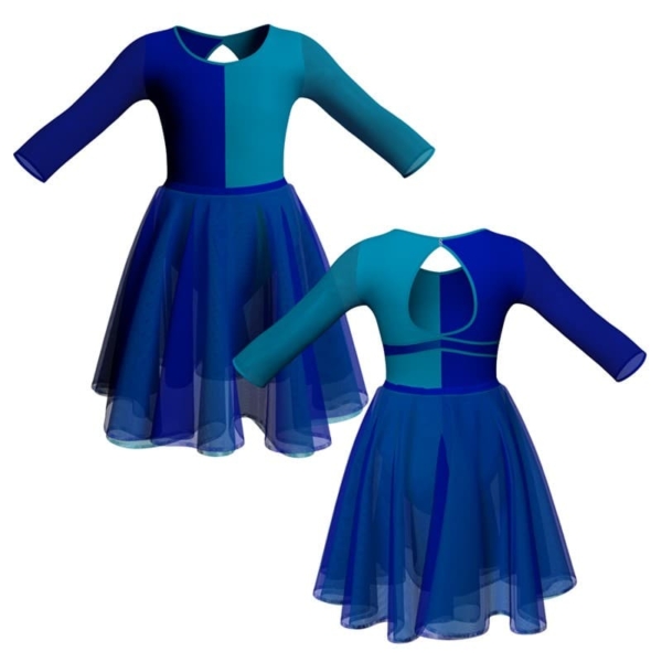 costume danza bicolor maniche lunghe con inserto veh1021