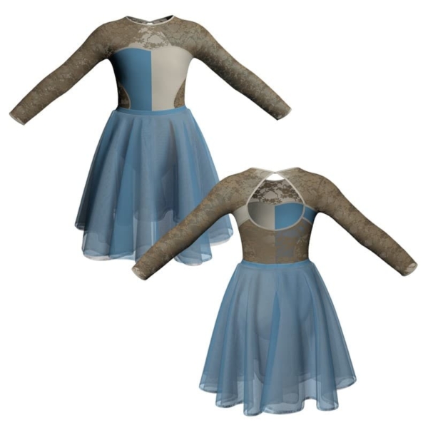 costume danza bicolor maniche lunghe con inserto veh110