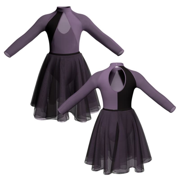 costume danza bicolor maniche lunghe con inserto veh1191