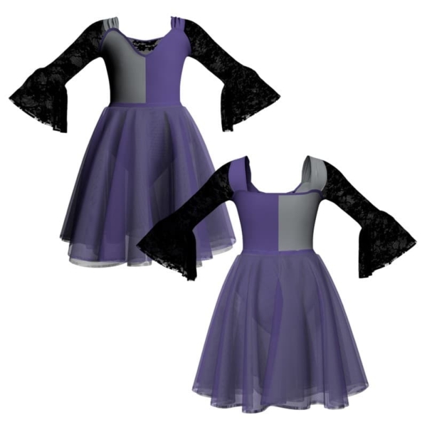 costume danza bicolor maniche lunghe con inserto veh25081