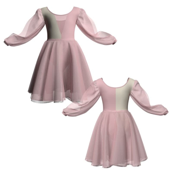 costume danza bicolor maniche lunghe con inserto veh2633