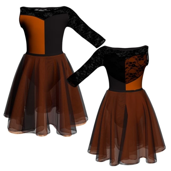 costume danza bicolor monospalla con inserto veh105sst1