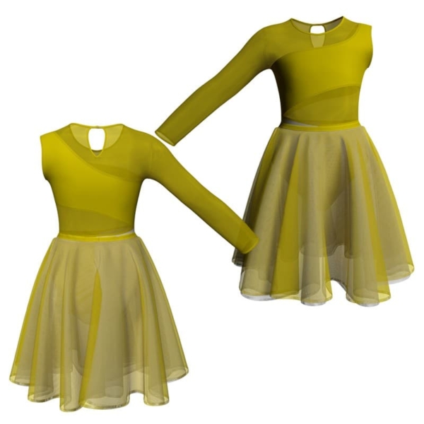 costume danza bicolor monospalla con inserto veh108ss