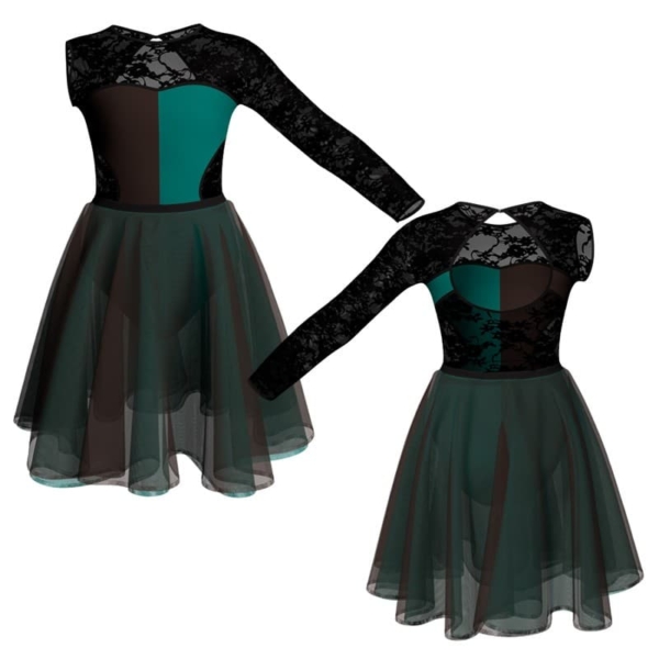 costume danza bicolor monospalla con inserto veh110sst