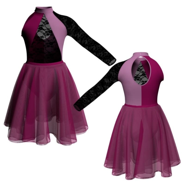 costume danza bicolor monospalla con inserto veh119sst1