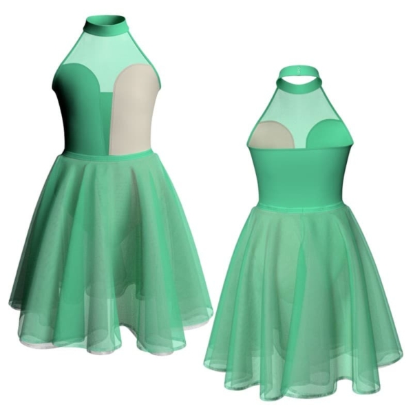 costume danza bicolor scollo americana con inserto veh1181