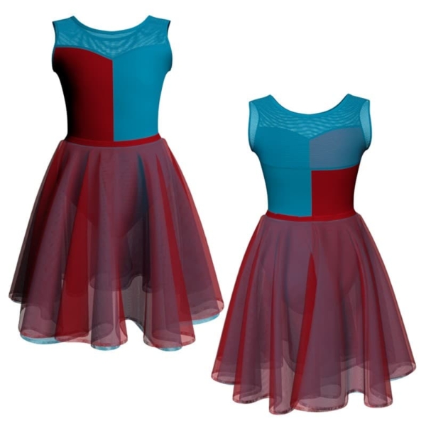 costume danza bicolor senza maniche con inserto veh1019t