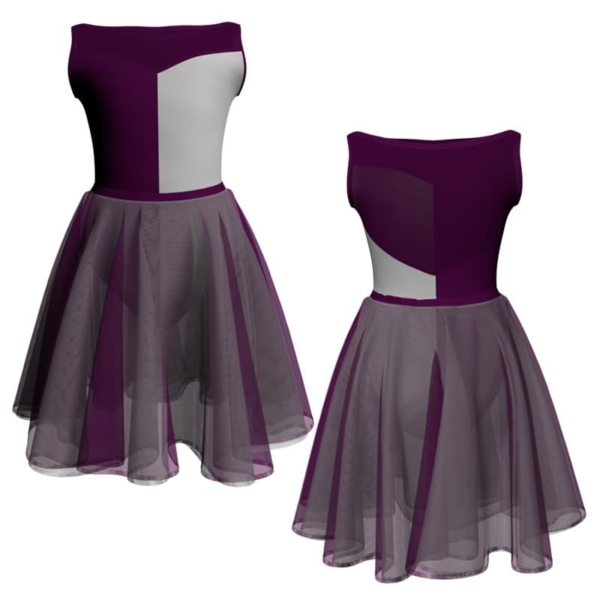 costume danza bicolor senza maniche con inserto veh105ss1