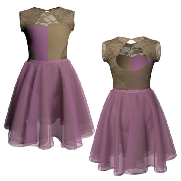 costume danza bicolor senza maniche con inserto veh110ss1