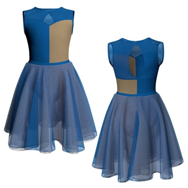 costume danza bicolor senza maniche con inserto veh3014