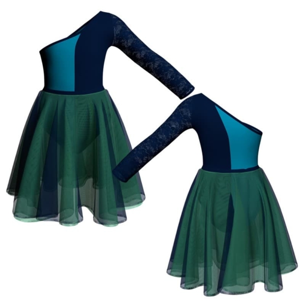 costume danza bicolor senza maniche con inserto veh999t