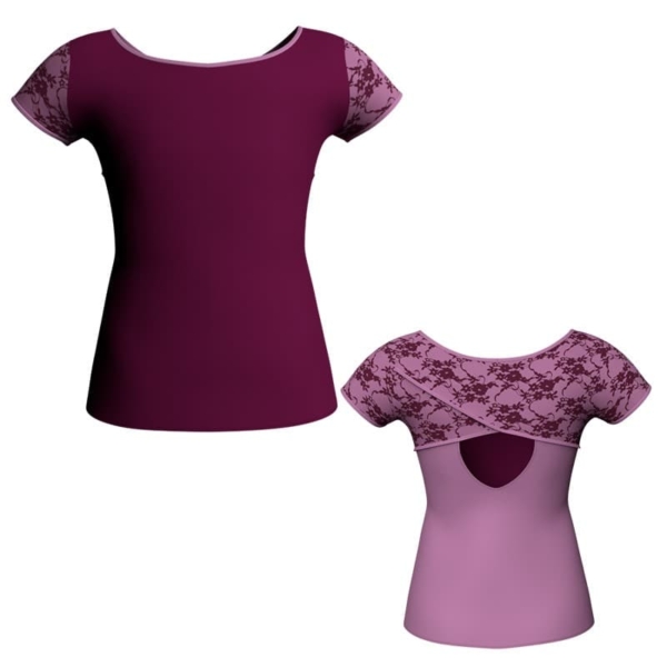 t shirt top bicolore manica corta con inserto in belen pro mlh2081