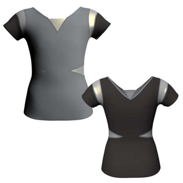 t shirt top bicolore manica corta con inserto in lurex mli115