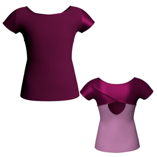 t shirt top bicolore manica corta con inserto in lurex mli2081