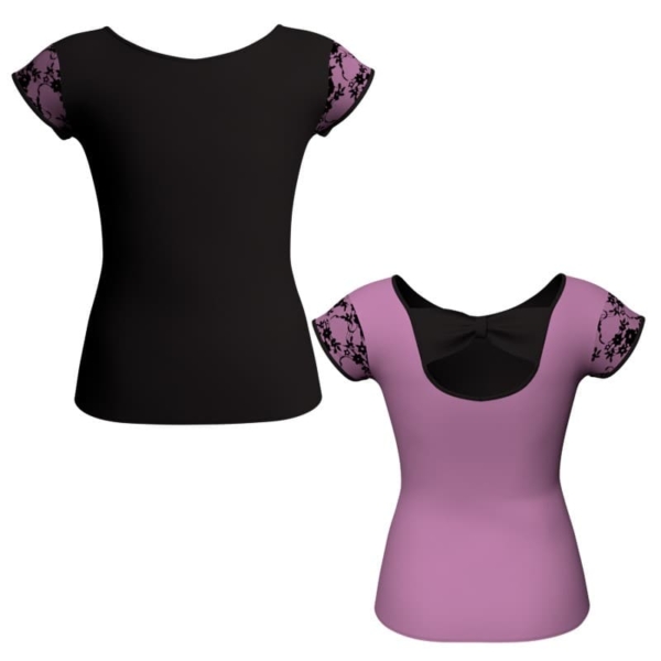 t shirt top bicolore maniche aletta con inserto in belen pro mlh210t