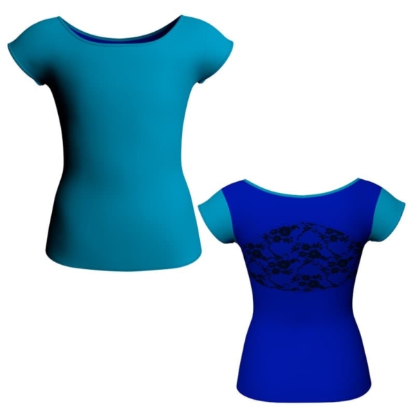 t shirt top bicolore maniche aletta con inserto in belen pro mlh211