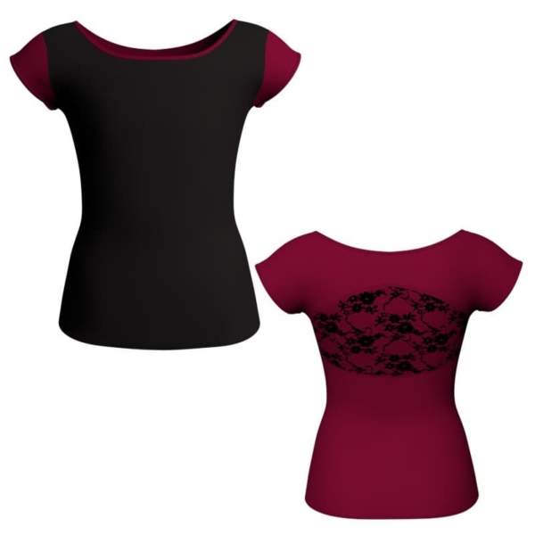 t shirt top bicolore maniche aletta con inserto in belen pro mlh2111