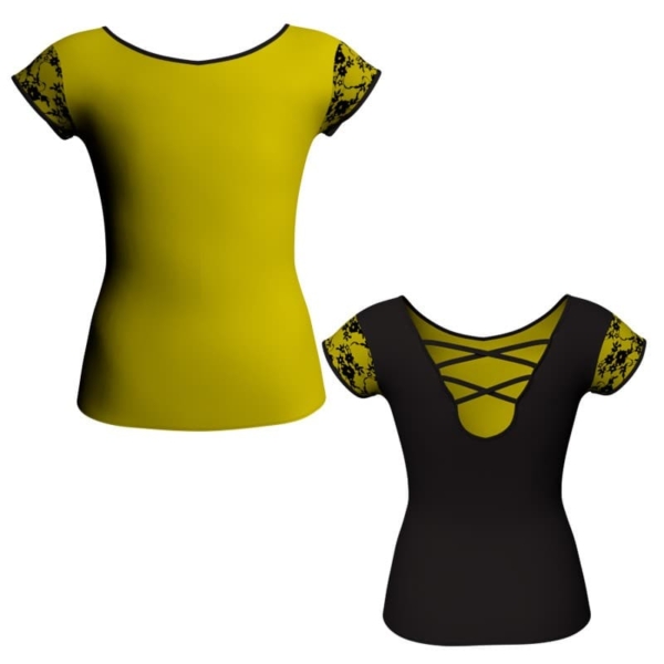 t shirt top bicolore maniche aletta con inserto in belen pro mlh216t