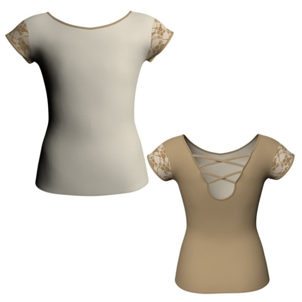 t shirt top bicolore maniche aletta con inserto in belen pro mlh216t1