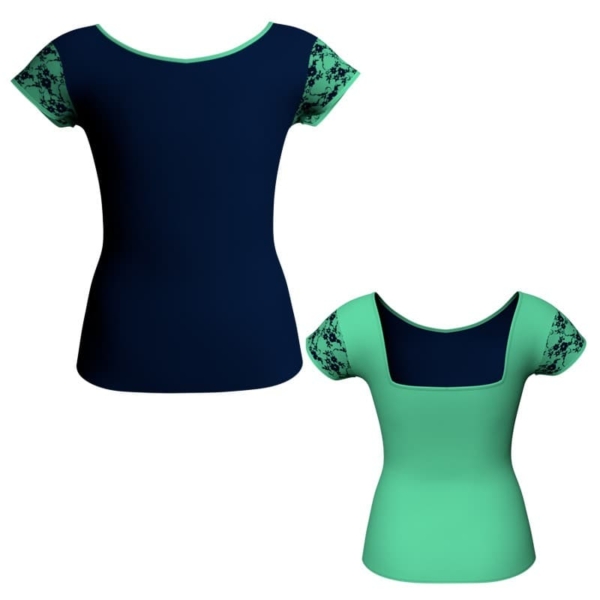 t shirt top bicolore maniche aletta con inserto in belen pro mlh231