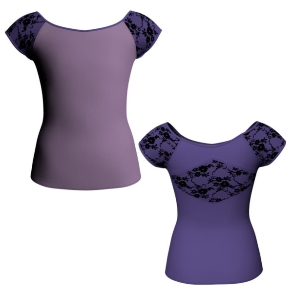 t shirt top bicolore maniche aletta con inserto in belen pro mlh240t