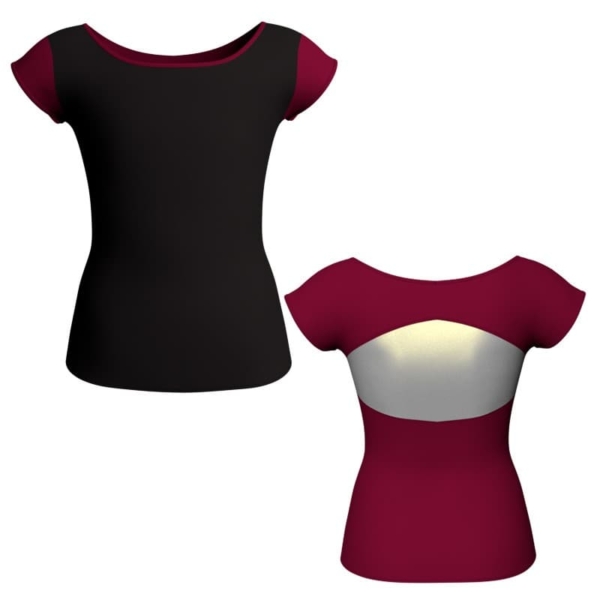 t shirt top bicolore maniche aletta con inserto in lurex mli211