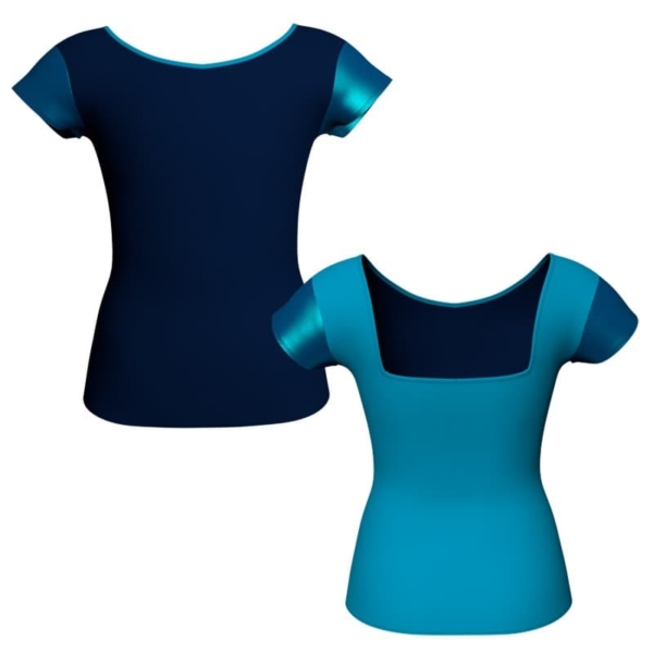 t shirt top bicolore maniche aletta con inserto in lurex mli231