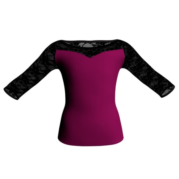 t shirt top in belen pro maniche 3 4 con inserto trasparente mba1052