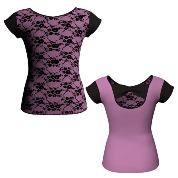 t shirt top in belen pro maniche aletta con inserto mla210t1