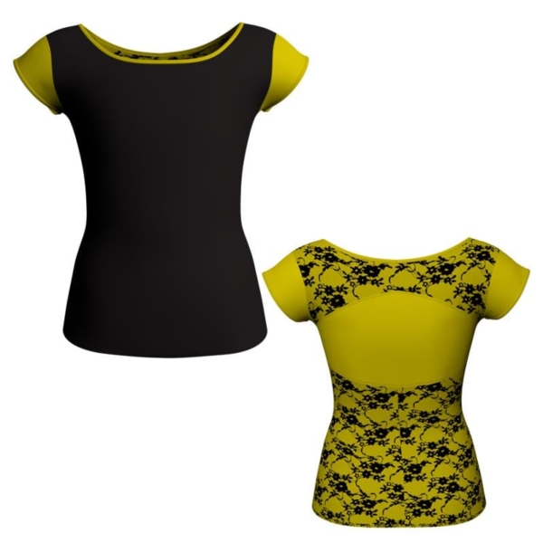 t shirt top in belen pro maniche aletta con inserto mla211t