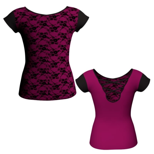 t shirt top in belen pro maniche aletta con inserto mla216t1