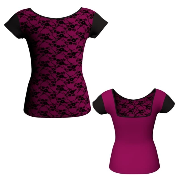 t shirt top in belen pro maniche aletta con inserto mla231