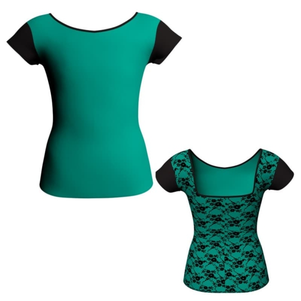 t shirt top in belen pro maniche aletta con inserto mla2311