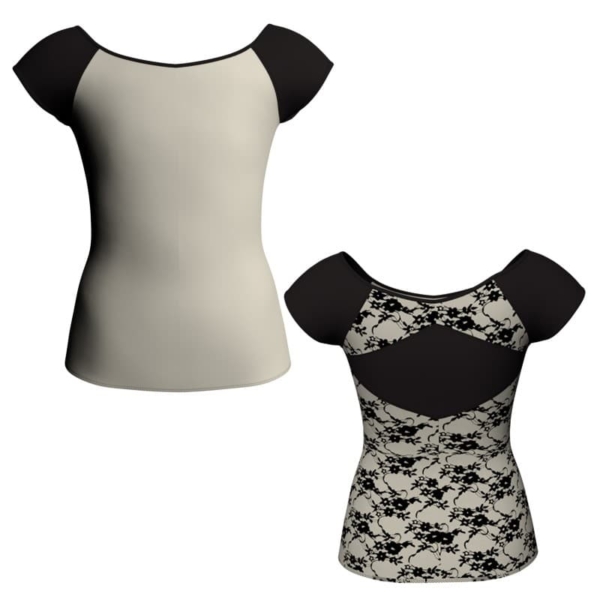 t shirt top in belen pro maniche aletta con inserto mla240t