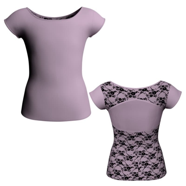 t shirt top in belen pro maniche aletta con inserto trasparente mba211