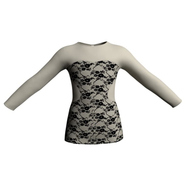 t shirt top in belen pro maniche lunghe con inserto mla110