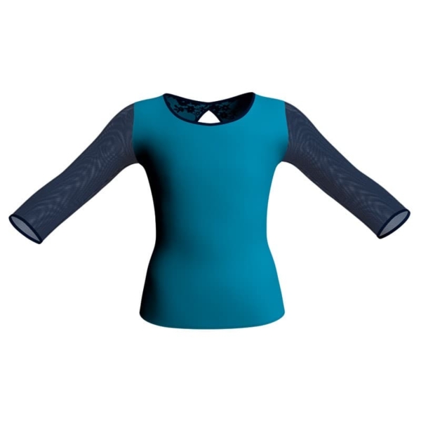 t shirt top in belen pro maniche lunghe con inserto trasparente mba1022