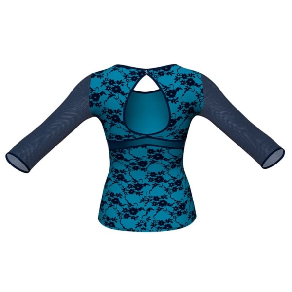 t shirt top in belen pro maniche lunghe con inserto trasparente mba1023