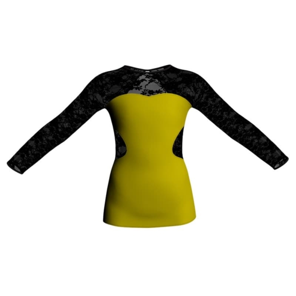 t shirt top in belen pro maniche lunghe con inserto trasparente mba110