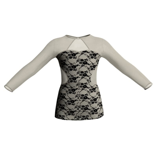 t shirt top in belen pro maniche lunghe con inserto trasparente mba1102