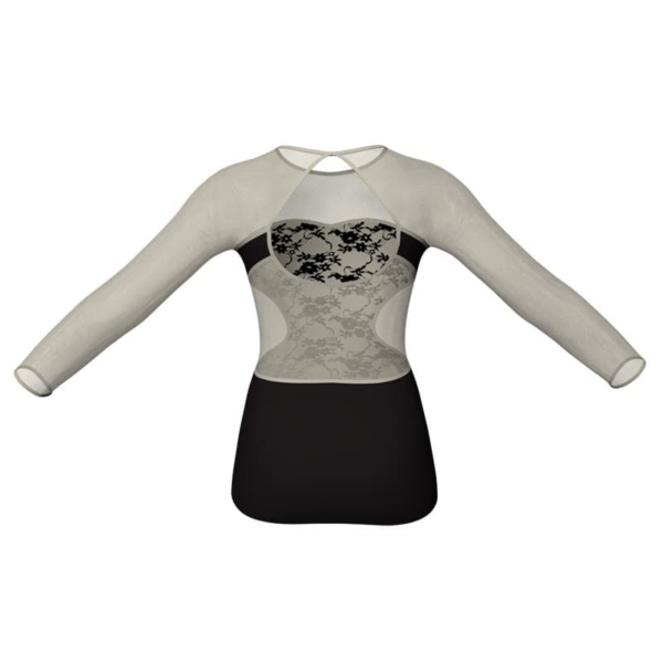 t shirt top in belen pro maniche lunghe con inserto trasparente mba1103