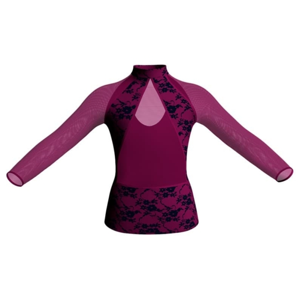 t shirt top in belen pro maniche lunghe con inserto trasparente mba119