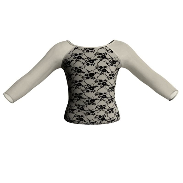 t shirt top in belen pro maniche lunghe con inserto trasparente mba205