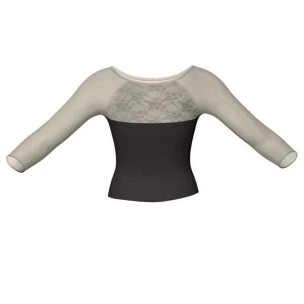 t shirt top in belen pro maniche lunghe con inserto trasparente mba2051